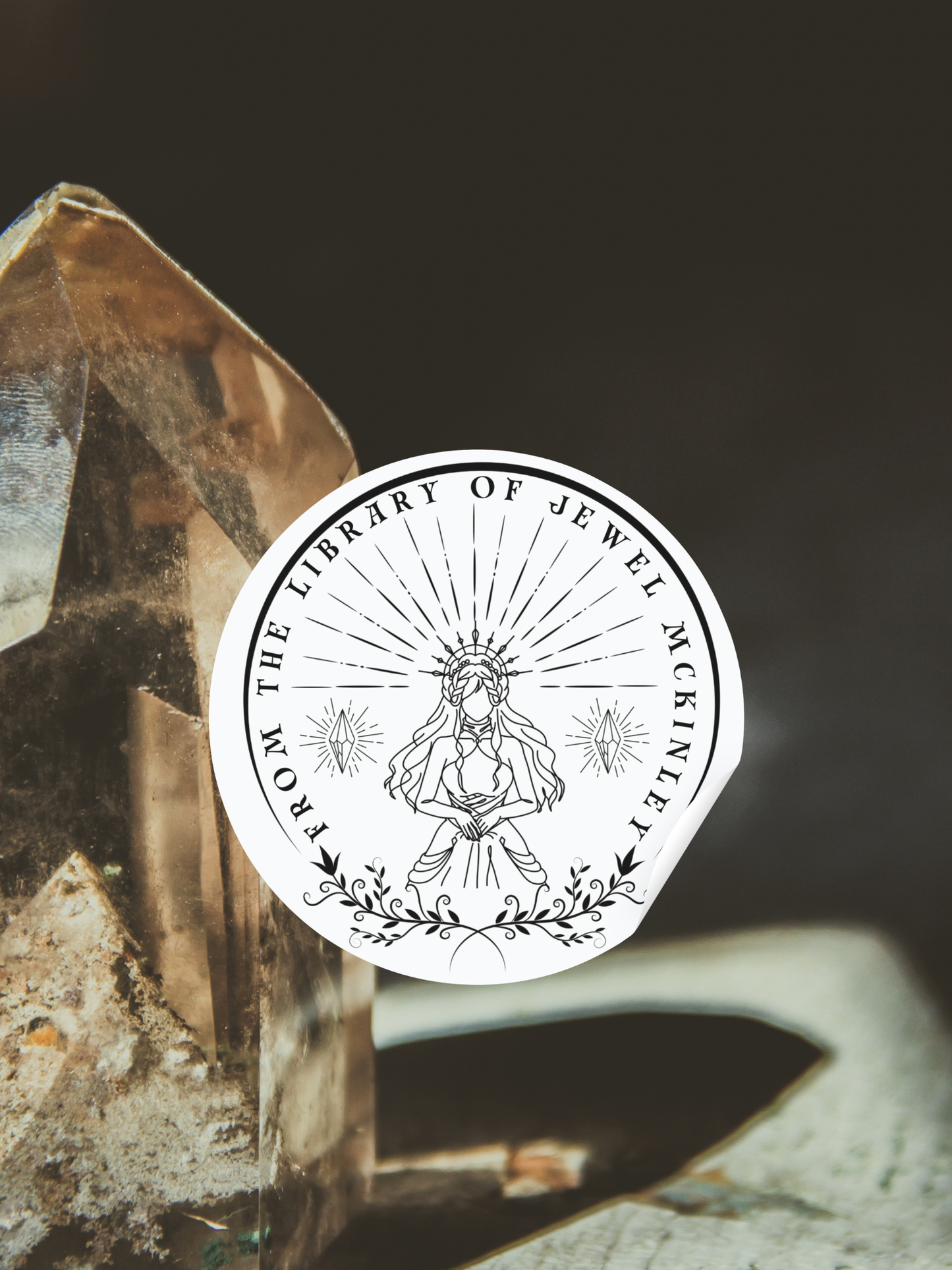 Crystal Goddess Design Custom Name Library Sticker (10 Pack)